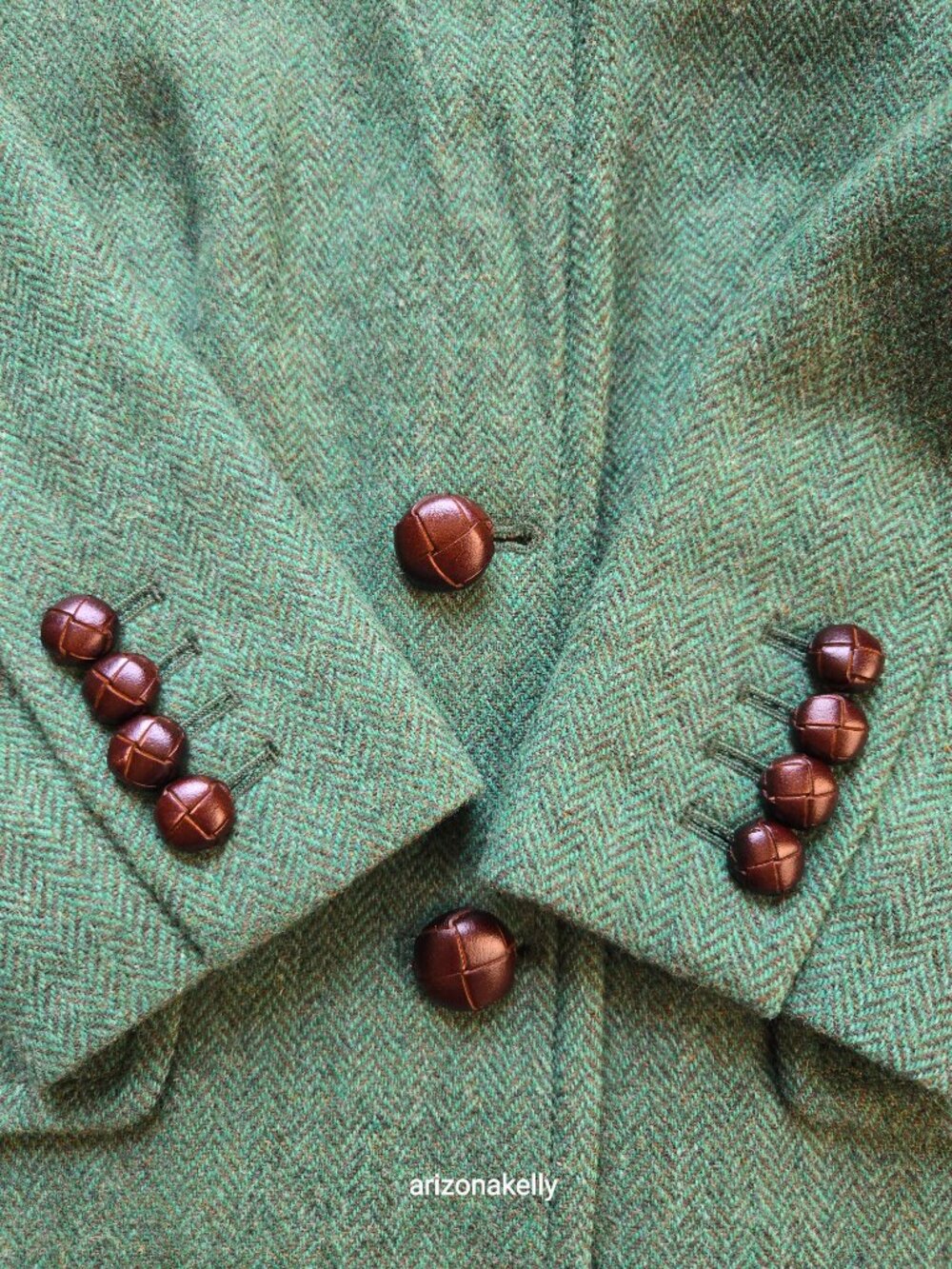 NWOT J. Crew Hacking Blazer Jacket 100% Wool Herringbone Green Leather Buttons 0 - Picture 8 of 16